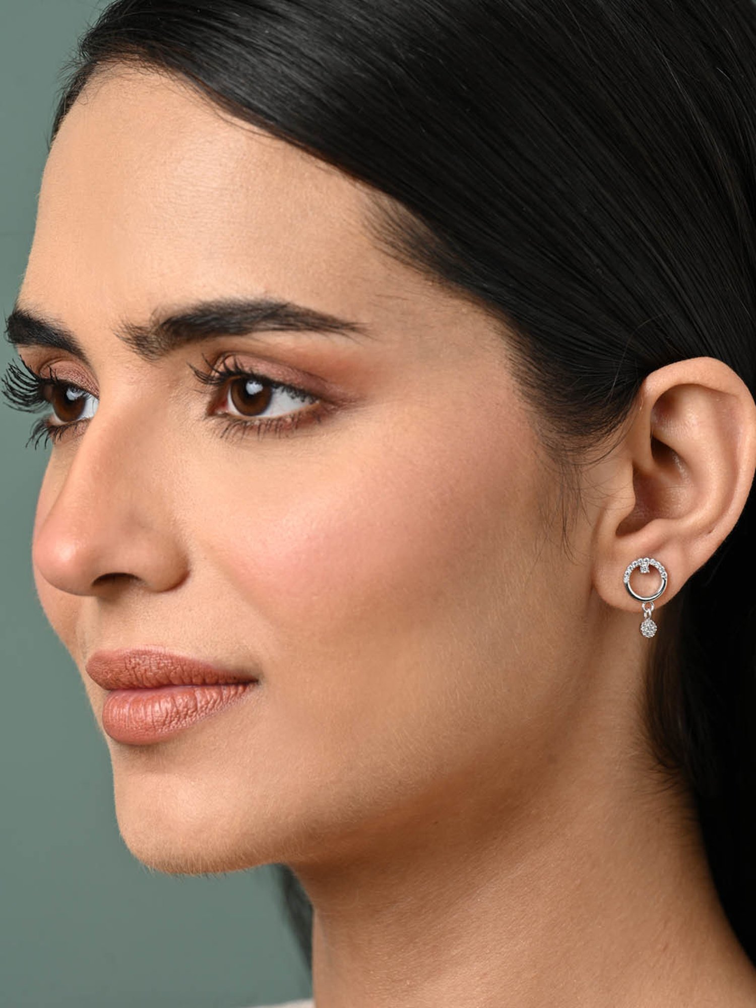 Clara 925 Sterling Silver Platinum Plated Swiss Zirconia Anja Bali Drop Earrings Gift for Women