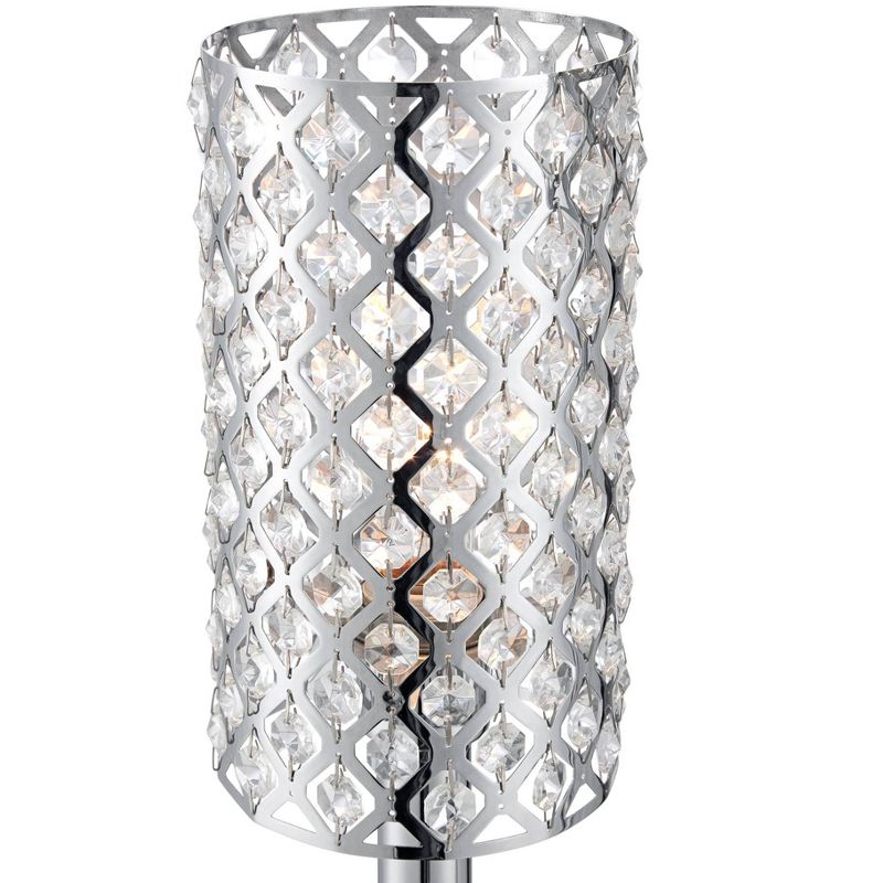 Possini Euro Design Modern Floor Lamp 3 Light Chrome Glitz Clear Crystal Bead for Living Room Reading Bedroom Office Uplight