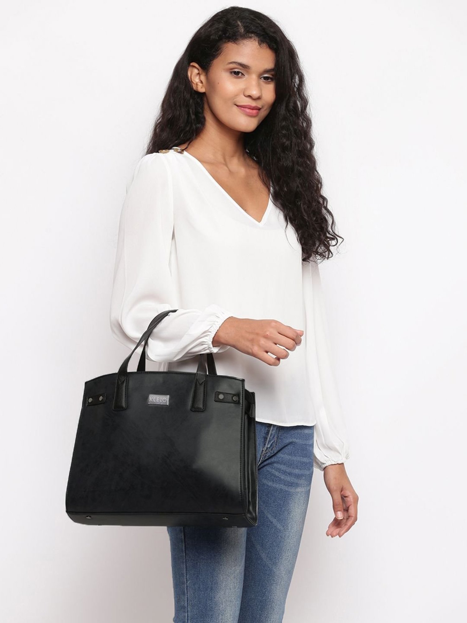 Tohl Avon Black Solid Medium Handbag