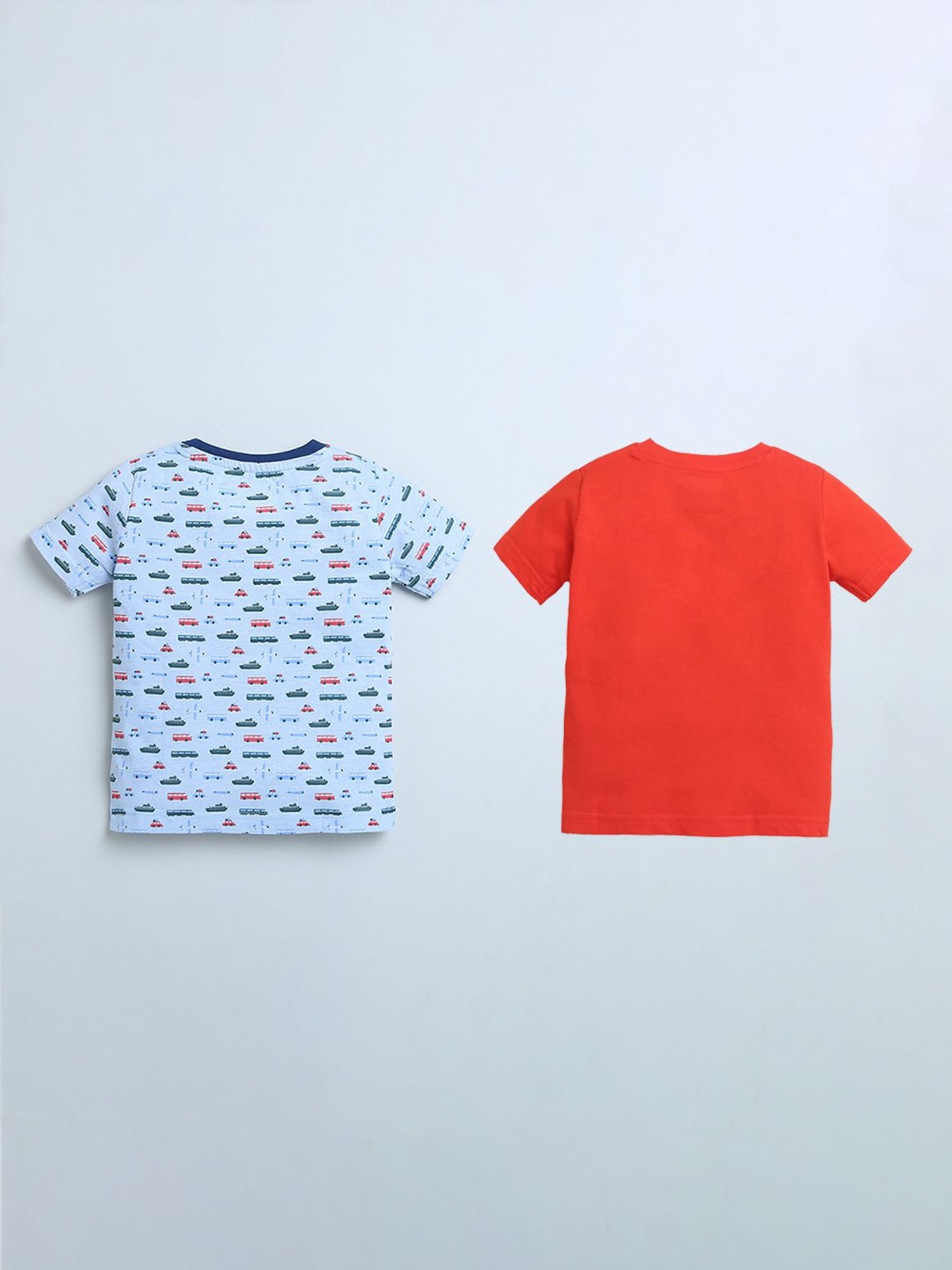 Bumzee Kids Sky Blue & Red Printed T-Shirt (Pack Of 2)