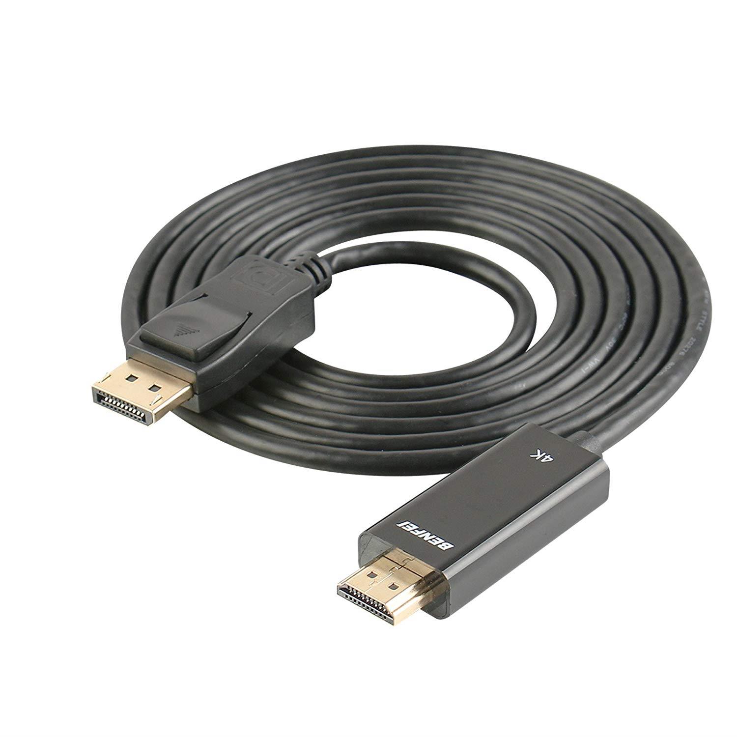 Displayport to HDMI, Benfei 4K DP to HDMI 6 Feet Cable Gold-Plated Cord Compatible for Lenovo, Dell, HP, ASUS