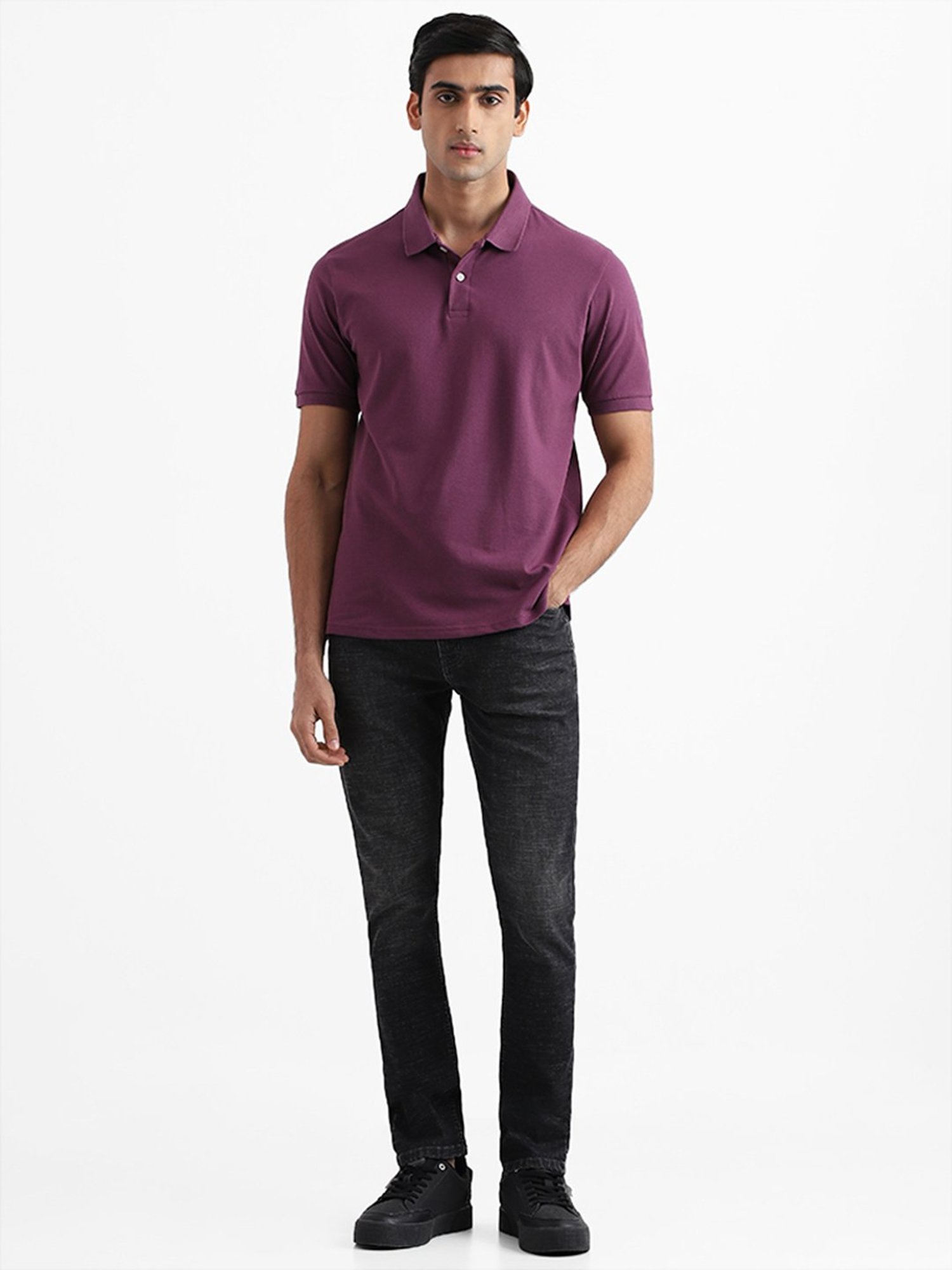 WES Casuals by Westside Solid Mauve Relaxed Fit T-Shirt