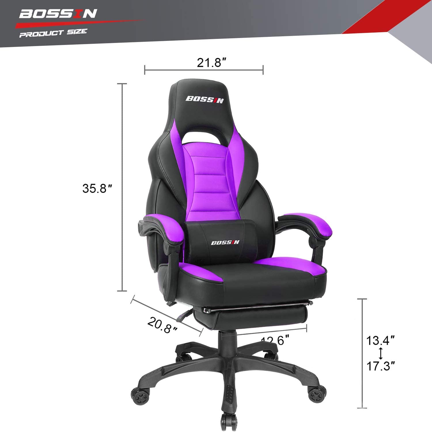 Gaming Chair, Racing Style Computer Desk Chair Padded Armrests Ergonomic Lumbar Support Adjustable Height