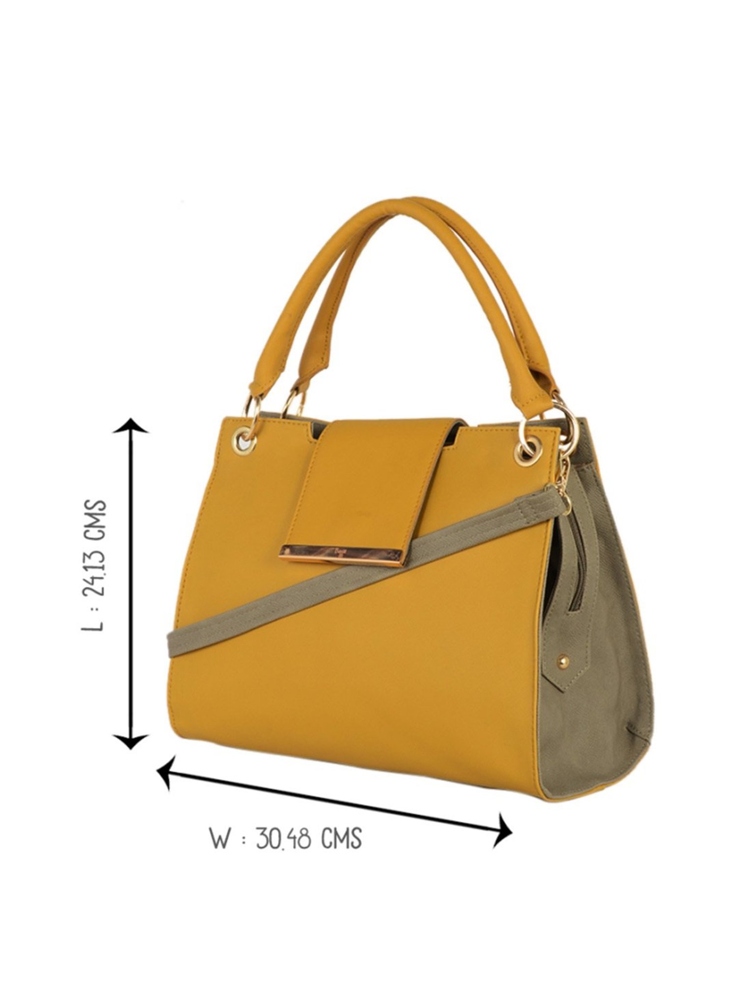 Baggit Yellow Solid Medium Handbag