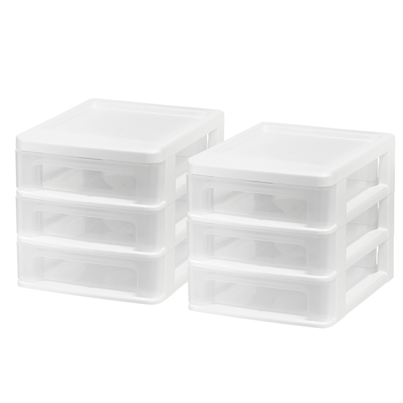 IRIS Compact Desktop 3-Drawer System, 2 Pack, White