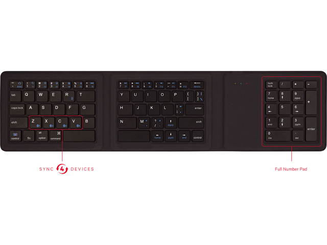 Kanex MultiSync Foldable Travel Keyboard with Full Number Pad K166-1128-NUM