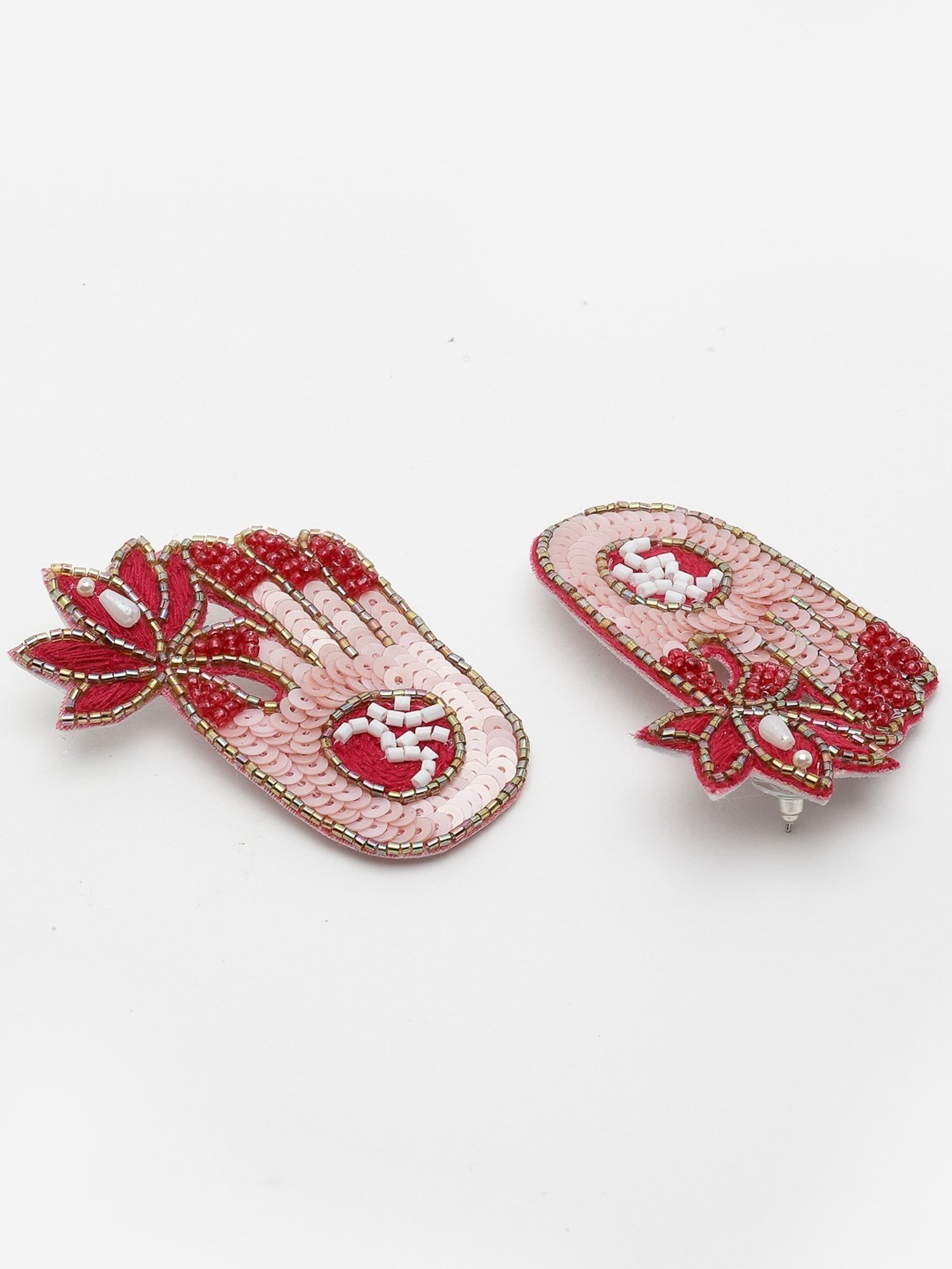 Moedbuille Beads Handcrafted Lotus and Om Design Contemporary Earrings