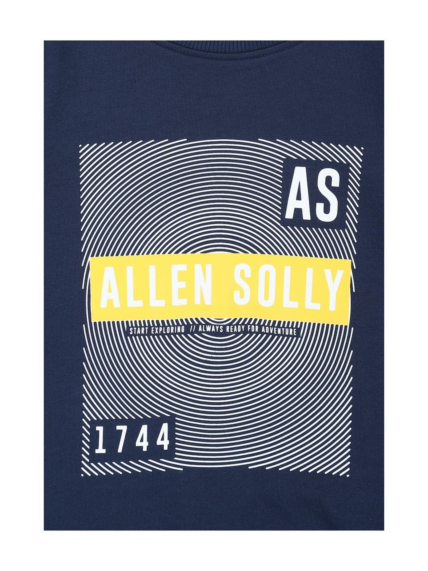 Allen Solly Junior Navy & Yellow Cotton Printed Full Sleeves Sweatshirt