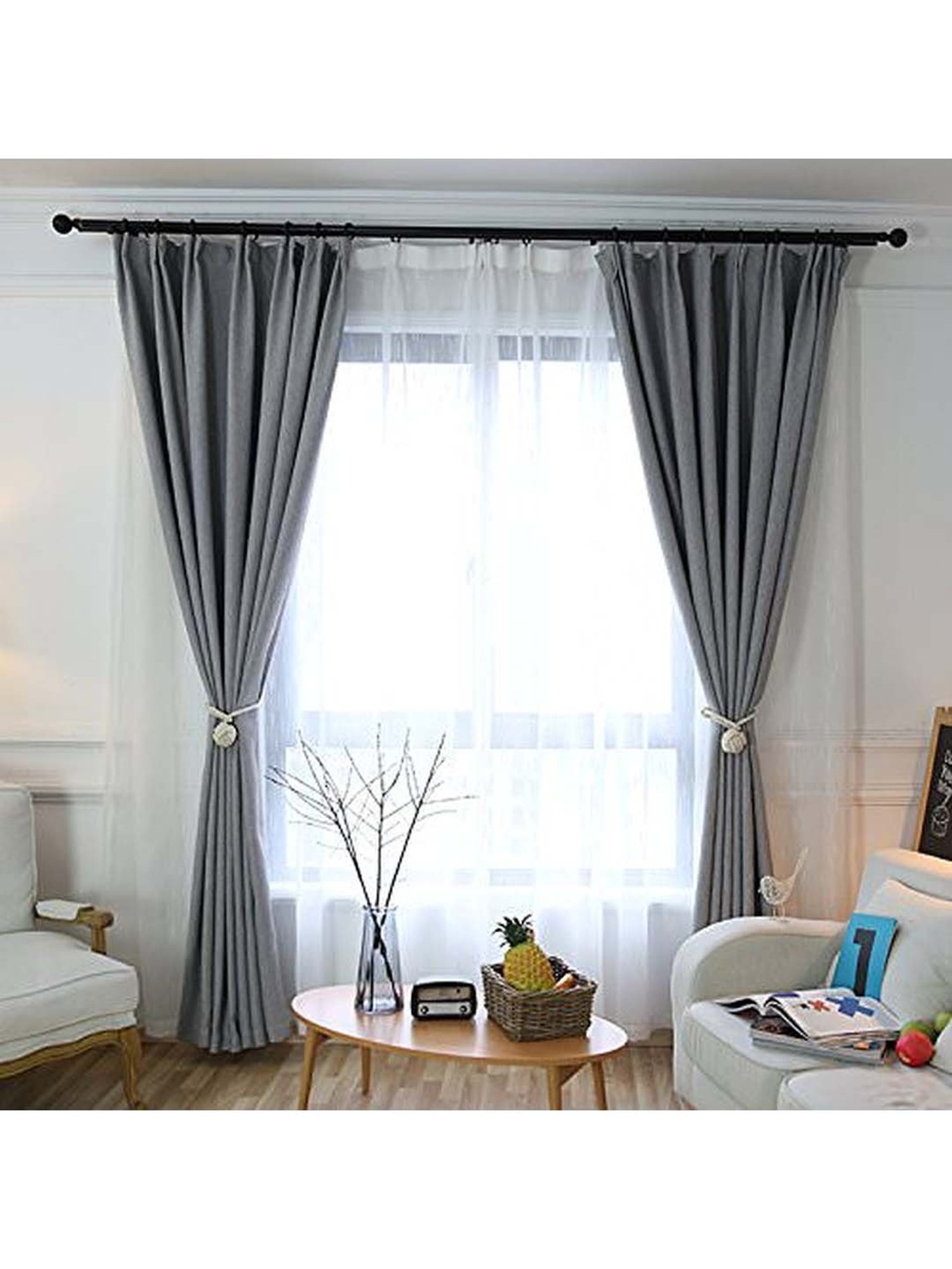 MODERN HOMES White Cotton Hand-Knotted Curtain Ropes - Set of 2