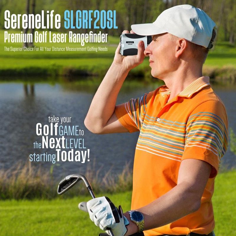 SereneLife SLGRF20SL Standard Laser Range Finder Digital Golf Distance Meter for Golfing, Hunting, and Archery with Pin Sensor Technology, Silver