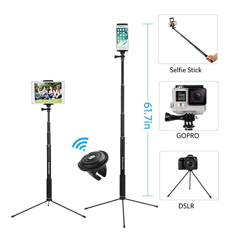 61 Selfie Stick Tripod  Bluetooth Selfie Stick with Tripod Stand and Remote Phone Tripod Extendable Compatible iPhone 11 pro Xs Max Xr X 8 7 Plus Android Samsung Phone Vlogging Live Stream