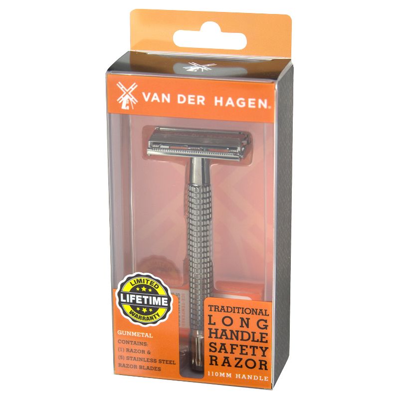 Van Der Hagen 110 MM Traditional Gunmetal Safety Razor with Razor blades - 5pk