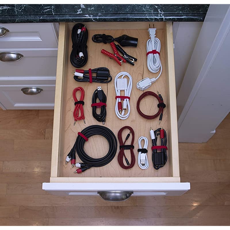 ONE WRAP Thin Ties | Strong Reusable | Perfect for Fastening Wires Organizing Cords | BlackGray 15in x 12Inch | 30 Count