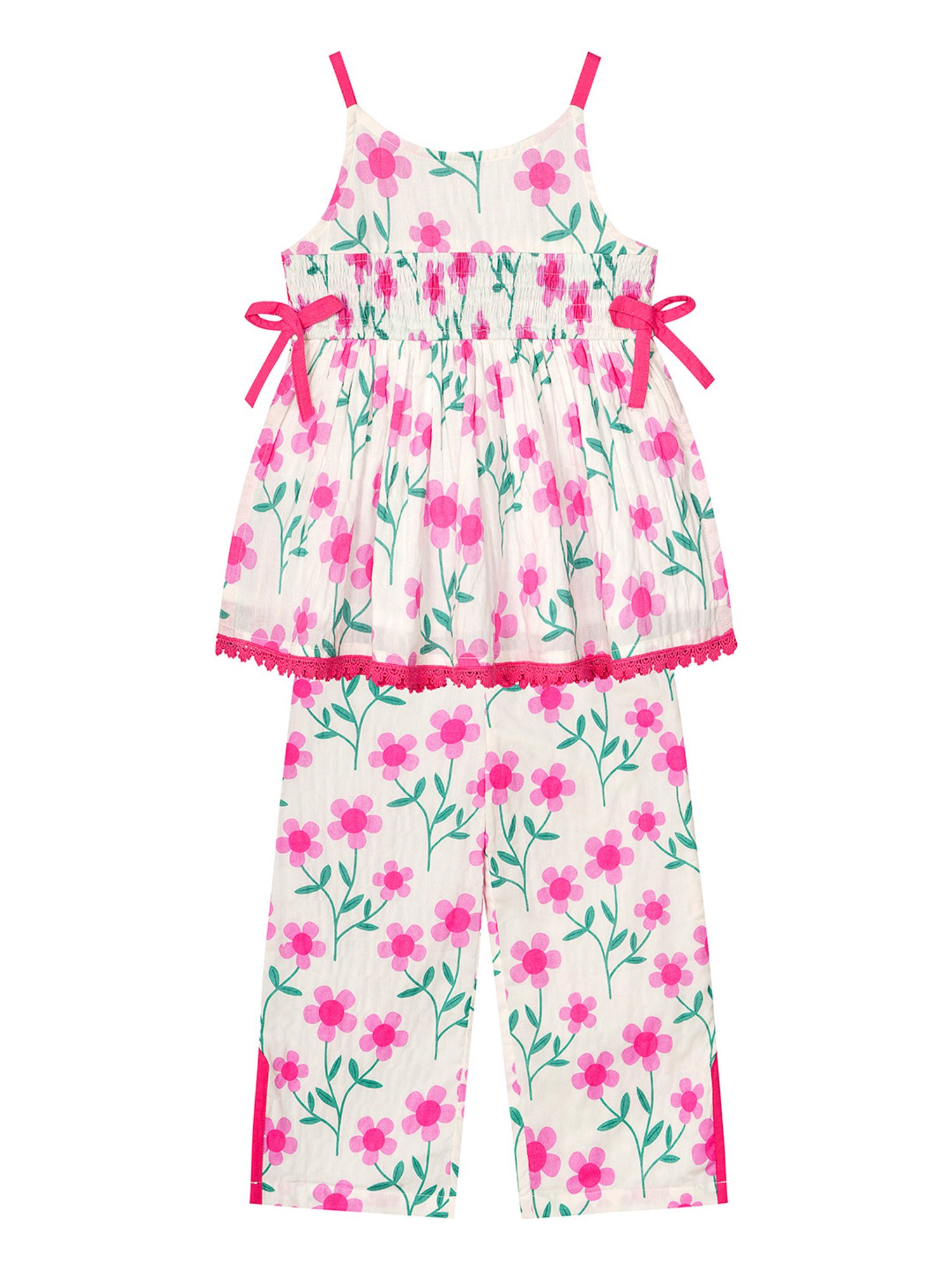 Budding Bees Kids Pink Floral Print Top with Pyjamas