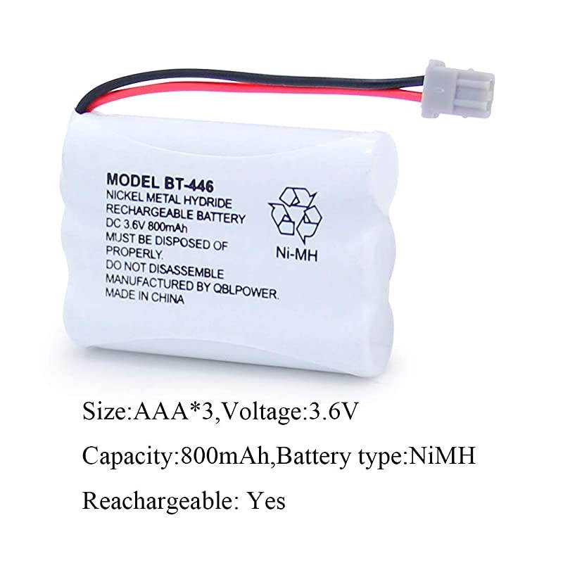 BT446 BT-446 Cordless Phone Battery Rechargeable Compatible with Uniden BBTY0503001 BT-1004 BT-1005 GE-TL26402 BT-504 CPH-488B 3.6V 800mAh (2 Pack)