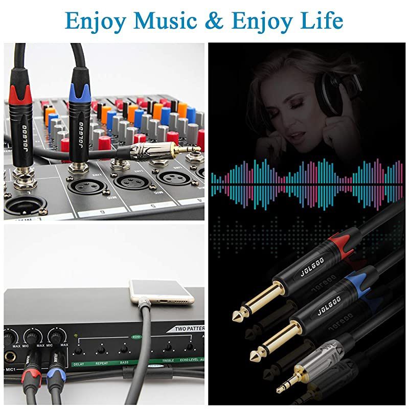 35 mm TRS to Dual 14quot TS Stereo Breakout Cable 18quot TRS Stereo to Dual 635mm TS Mono Plug Y Splitter Patch Microphone Cable 33 Feet