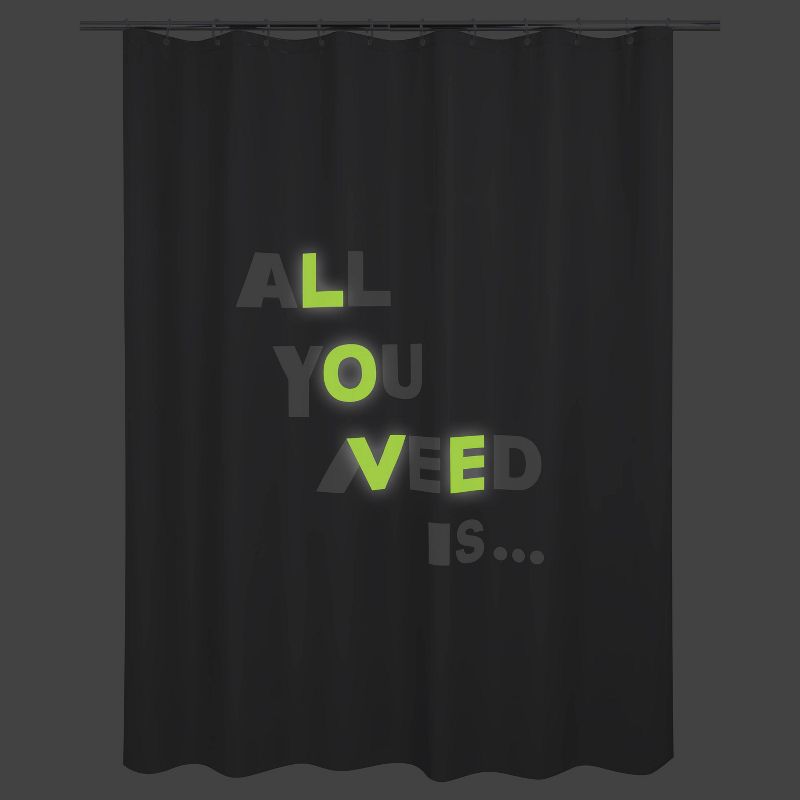 Glow in the Dark Love Peva Shower Curtain Dark Gray - Allure Home Creations