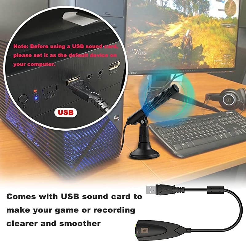 Microphone, Desktop Mic for MacBook, Desktop, Laptop, PC, Support Monitor & Install Call, PC Gaming Mic for Recording, Chatting, Zoom Meeting, Streaming, Broadcast, Skype, Remote Teaching