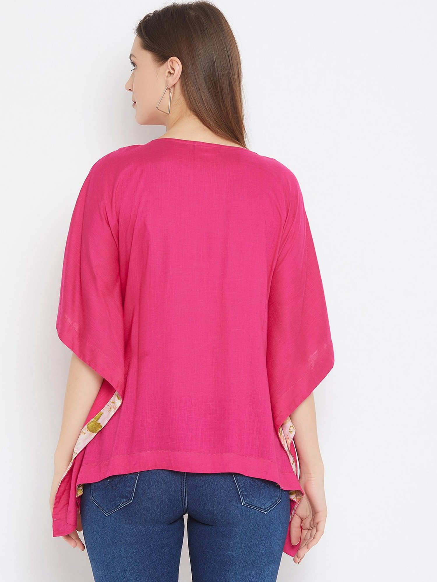 The Kaftan Company Pink Embroidered Kaftan Top