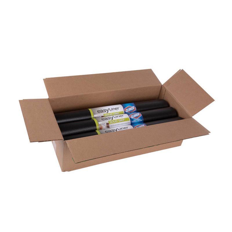 Duck Solid Grip EasyLiner Non Adhesive Shelf Liner with Clorox, 6pk, 20" x 6' Black