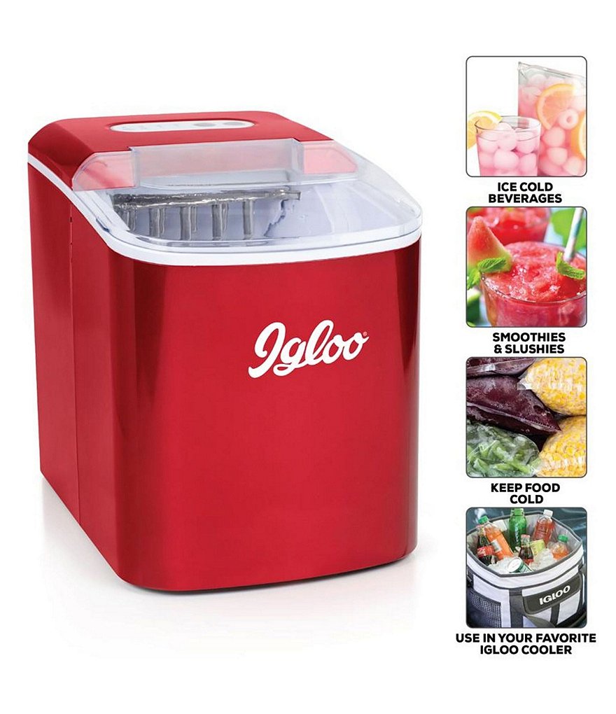 Igloo Red Retro 26-Pound Automatic Portable Countertop Ice Maker