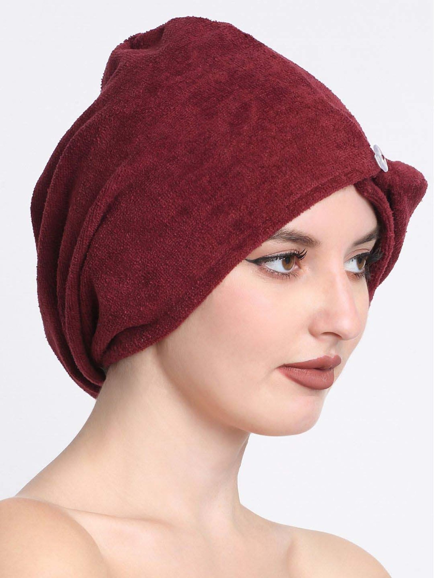 Creeva Luxury Wine Cotton 380 GSM Hair Wrap - Set of 2