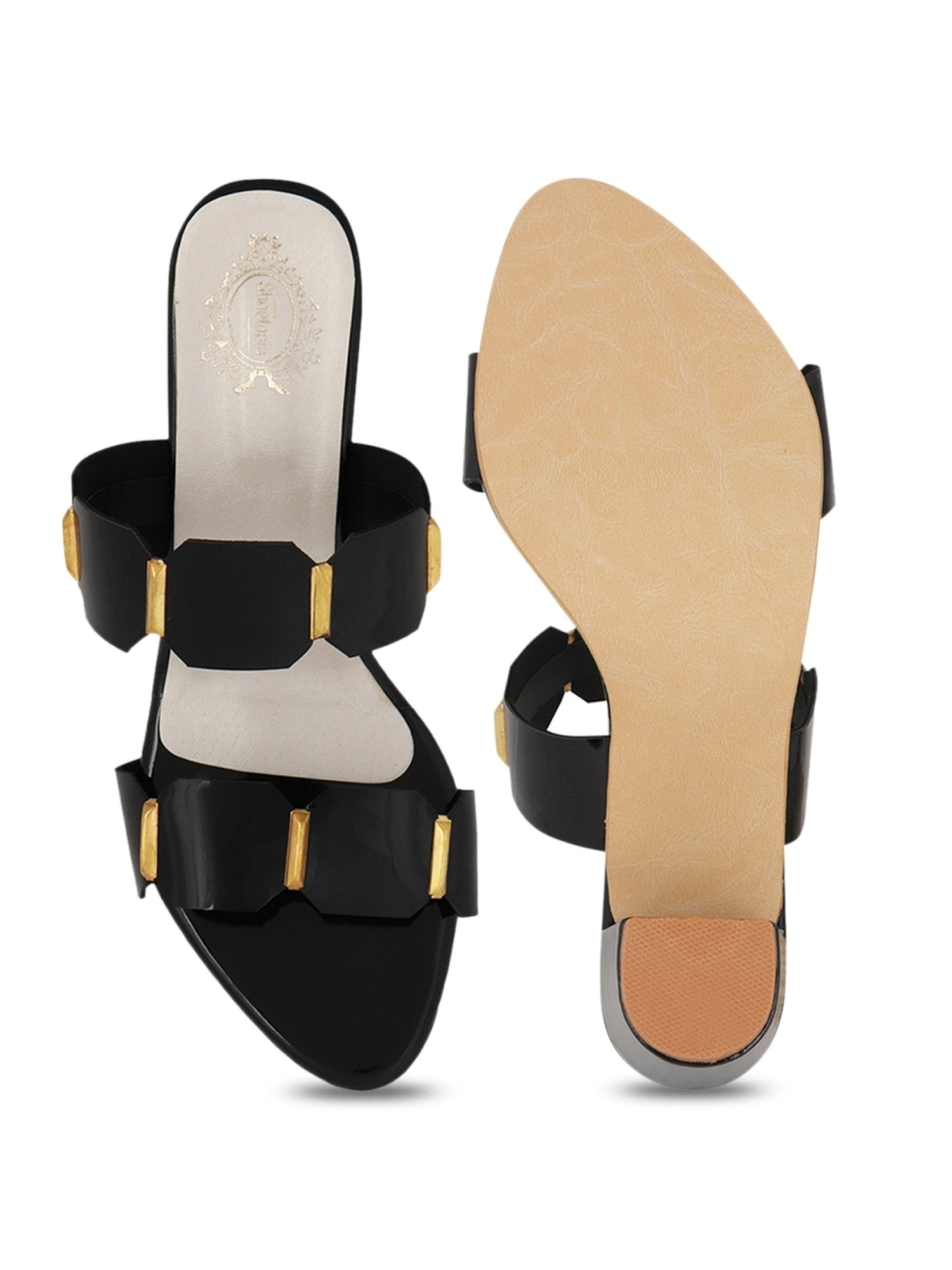 Shoetopia Women's Black Casual Sandals