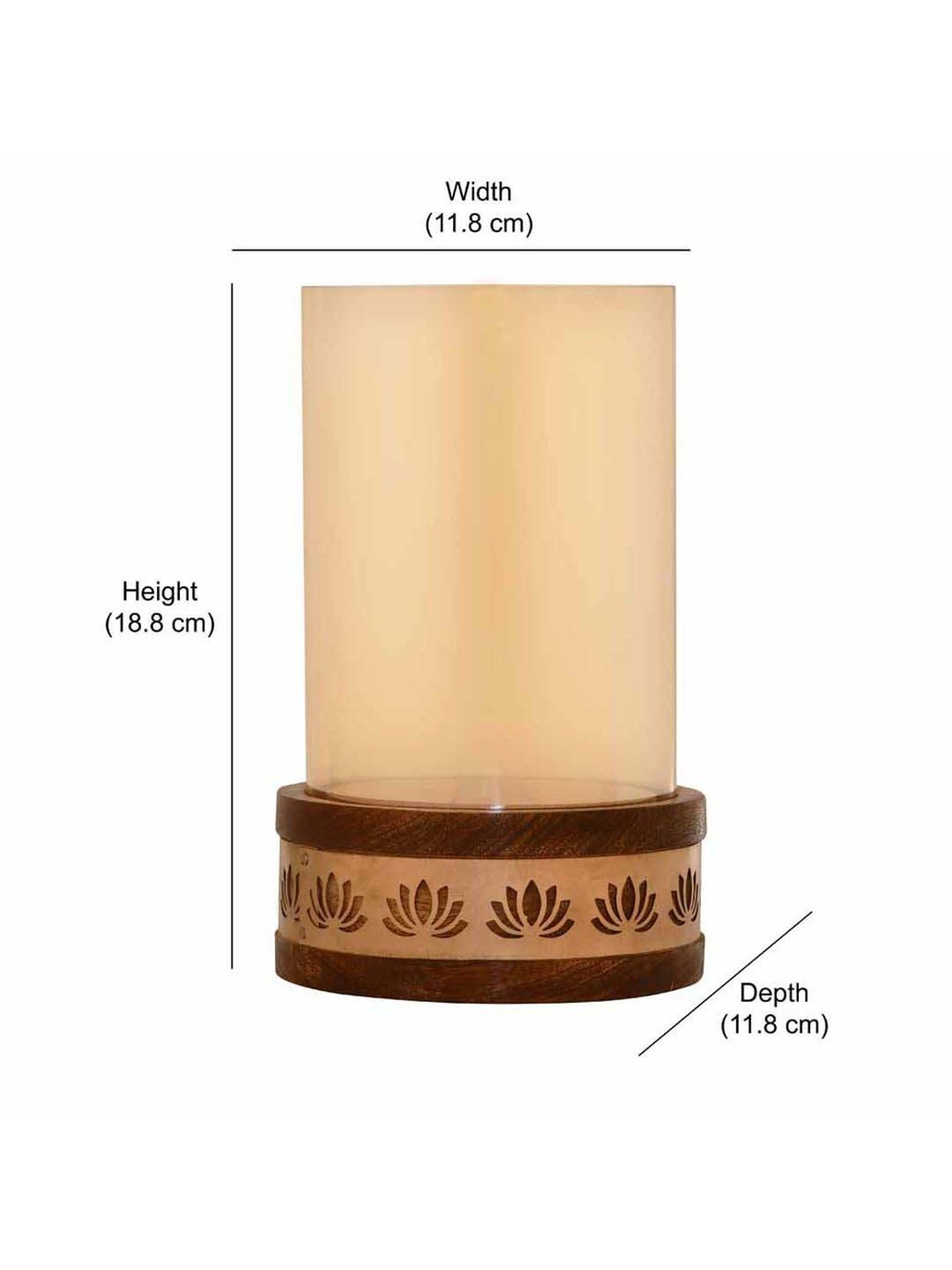 @home Gold Iron Lotus Jali Small Candle Stand