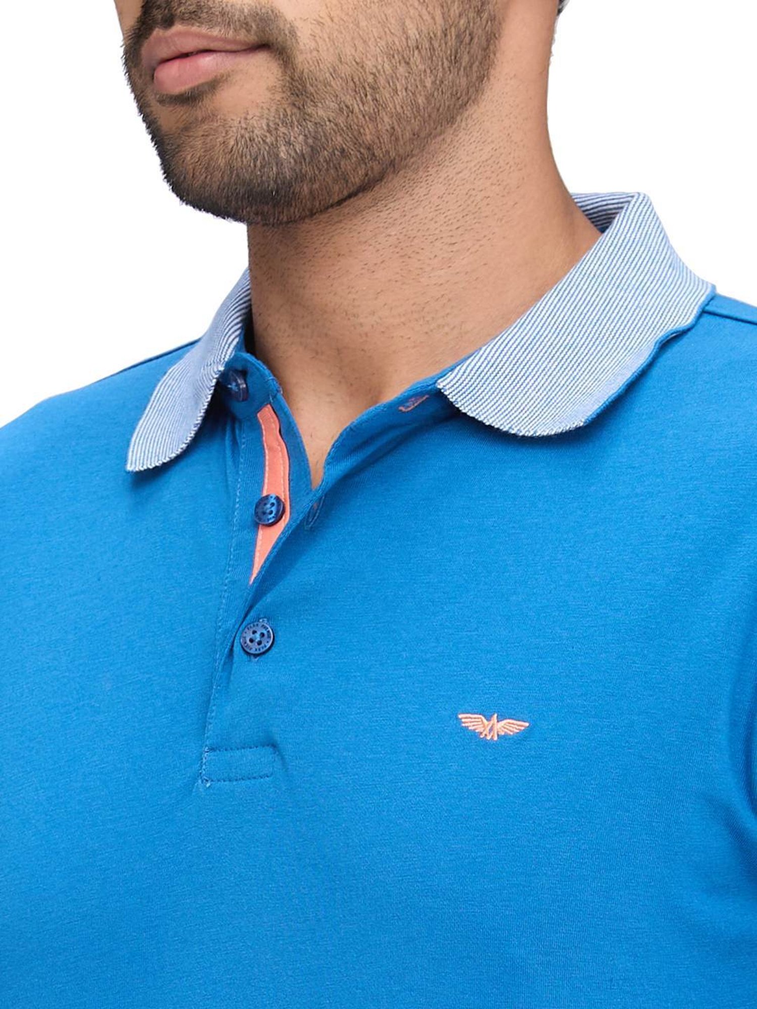 Park Avenue Blue Slim Fit Polo T-Shirt