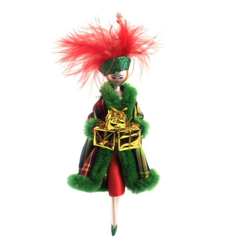 Italian Ornaments 7.0" Pipka In Tartan Plaid Coat Ornament Italian Diva Shopping  -  Tree Ornaments