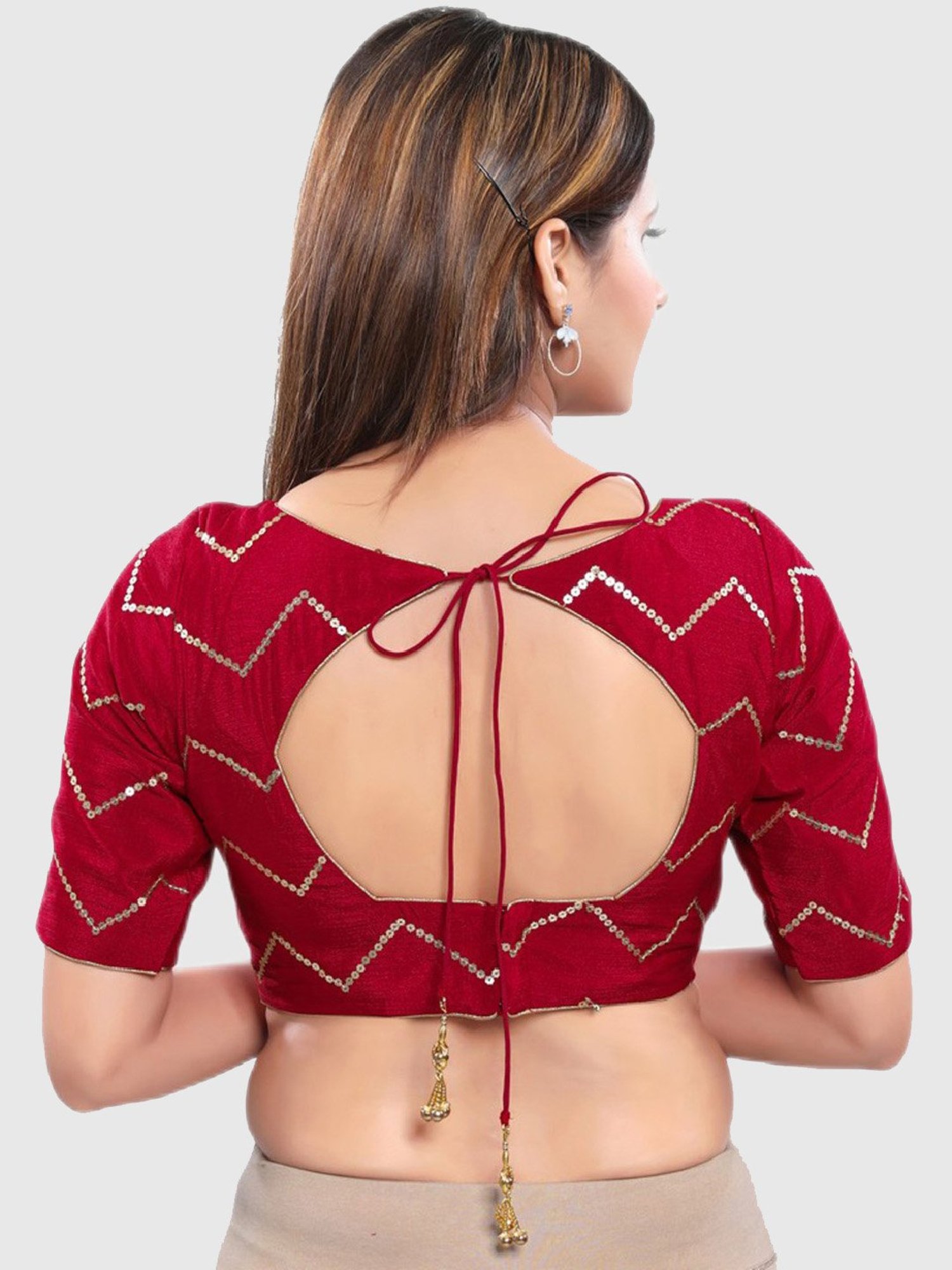 Salwar Studio Red Embellished Blouse