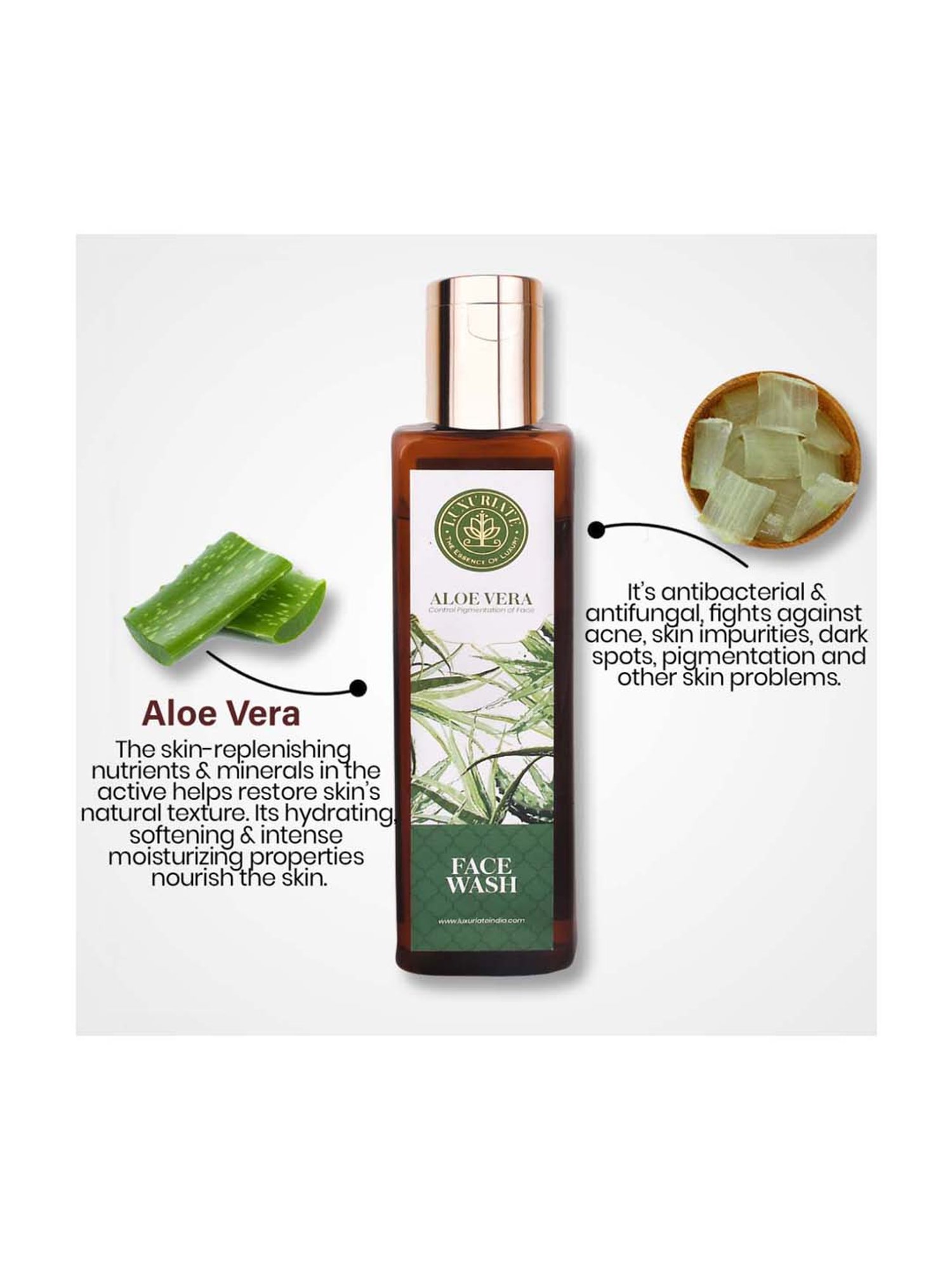 Luxuriate Natural Herbal Aloe Vera Face Wash Gel Cleanser - 100 ml