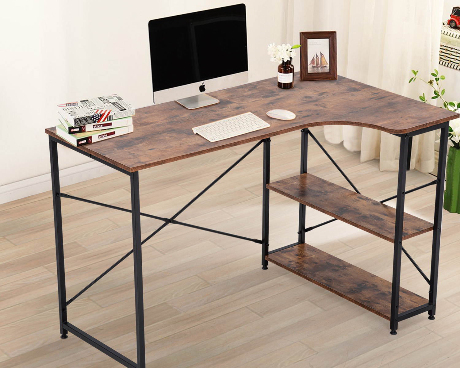 Computer Desk Office Desk Gaming Desk Extra Large 47&rdquo;x 28.7" Black Modern Student Girl Kids Study PC Simple Executive Table Workstation for Small Space