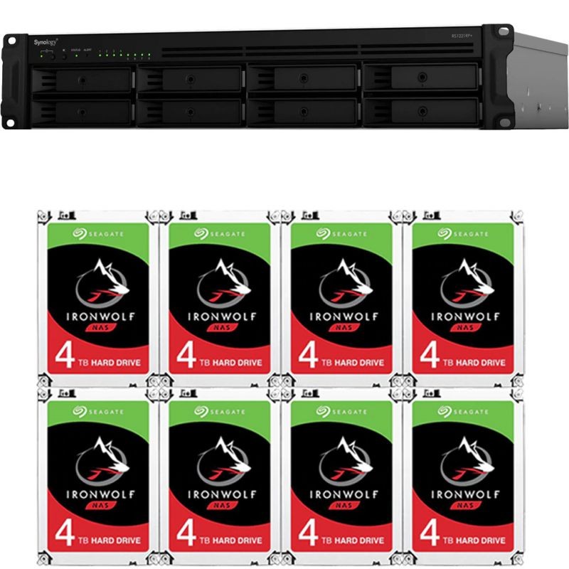 Synology RS1221RP+ RackStation with 32GB RAM and 32TB (8 x 4TB) of Seagate Ironwolf NAS Drives Fully Assembled and Tested By CustomTechSales