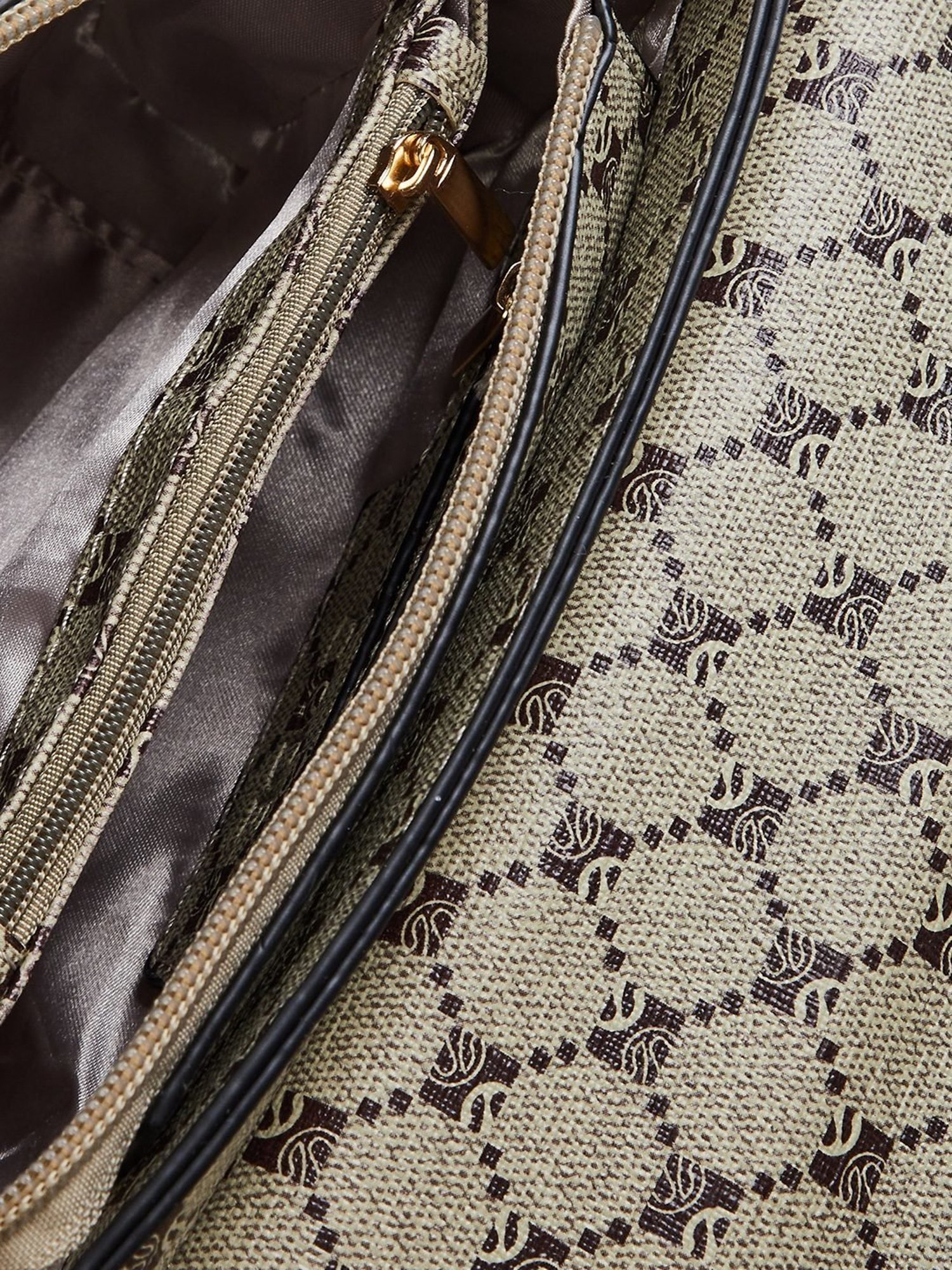 Code by Lifestyle Beige Printed Satchel Handbag