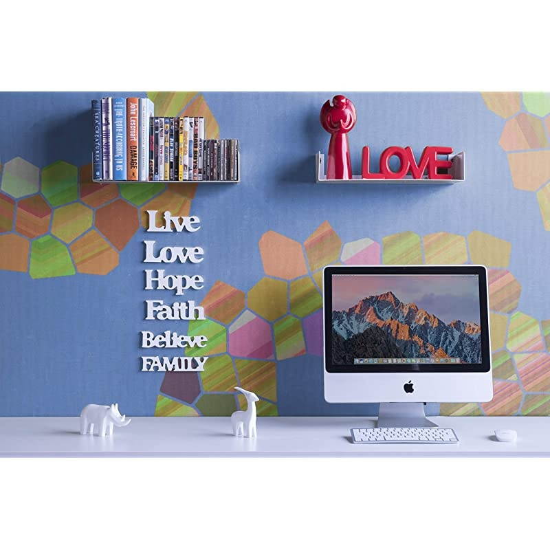 Bali Sturdy Metal U Shape Bookshelf - Wall Mountable CD DVD Storage Multi-Purpose Display Rack in White