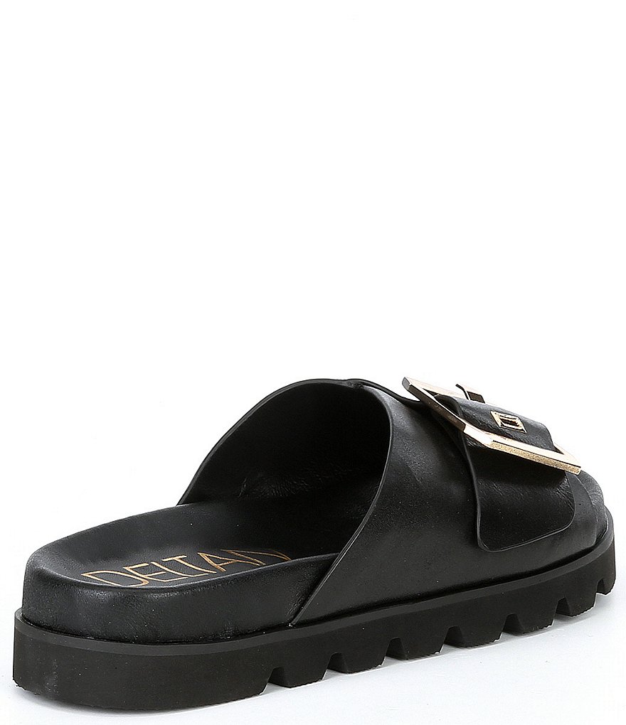 Deltan Benson Leather Buckle Lug Sole Slides