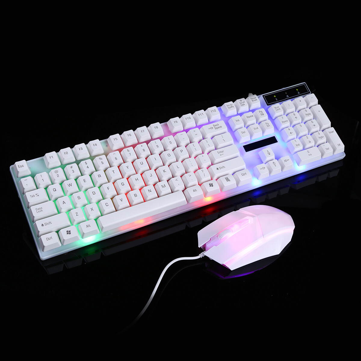 FirstPower Gaming RGB Keyboard and Mouse LED Colorful Backlit Ergonomic Design Wired Keyboards for PC Computer Laptop