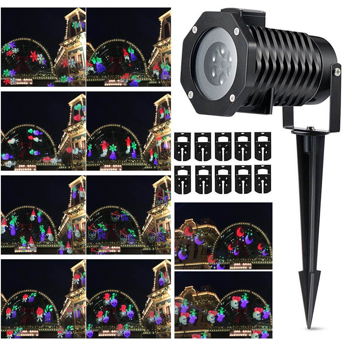 10 Pattern LED Laser Landscape Projector Light Halloween Christmas Party UK EU US AU Plug-UK Plug