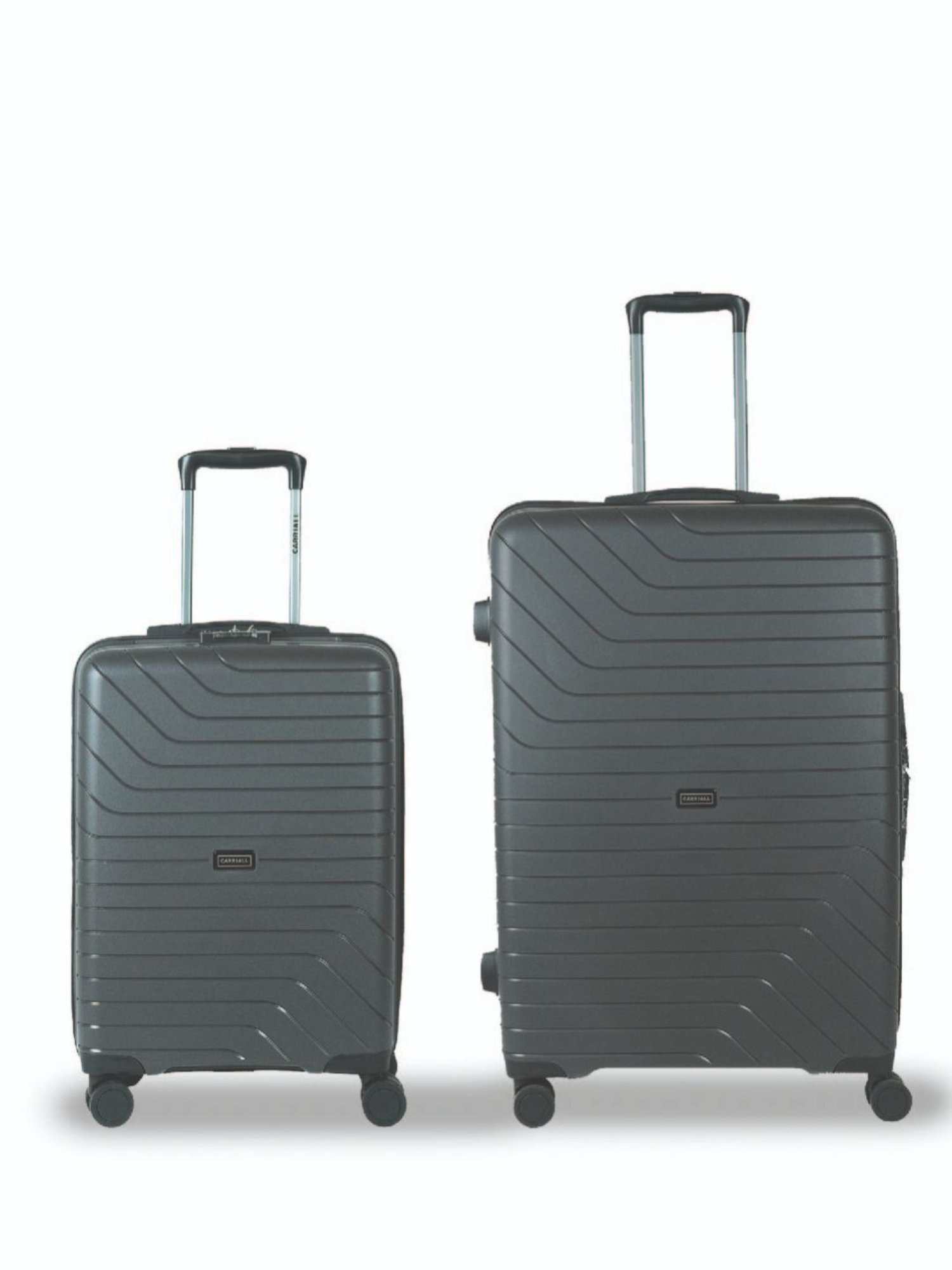 Carriall Grey 8 Wheel Medium & Small Hard Checked Luggage Set of 2 - 46 cm