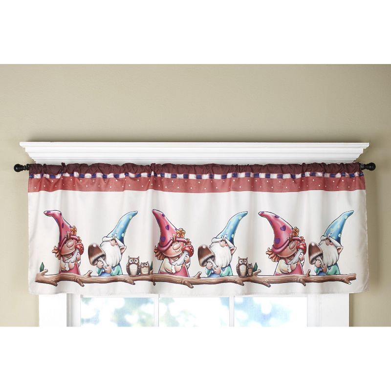 Lakeside Spring Season Gnome Window Valance with Rod Pocket for Hanging