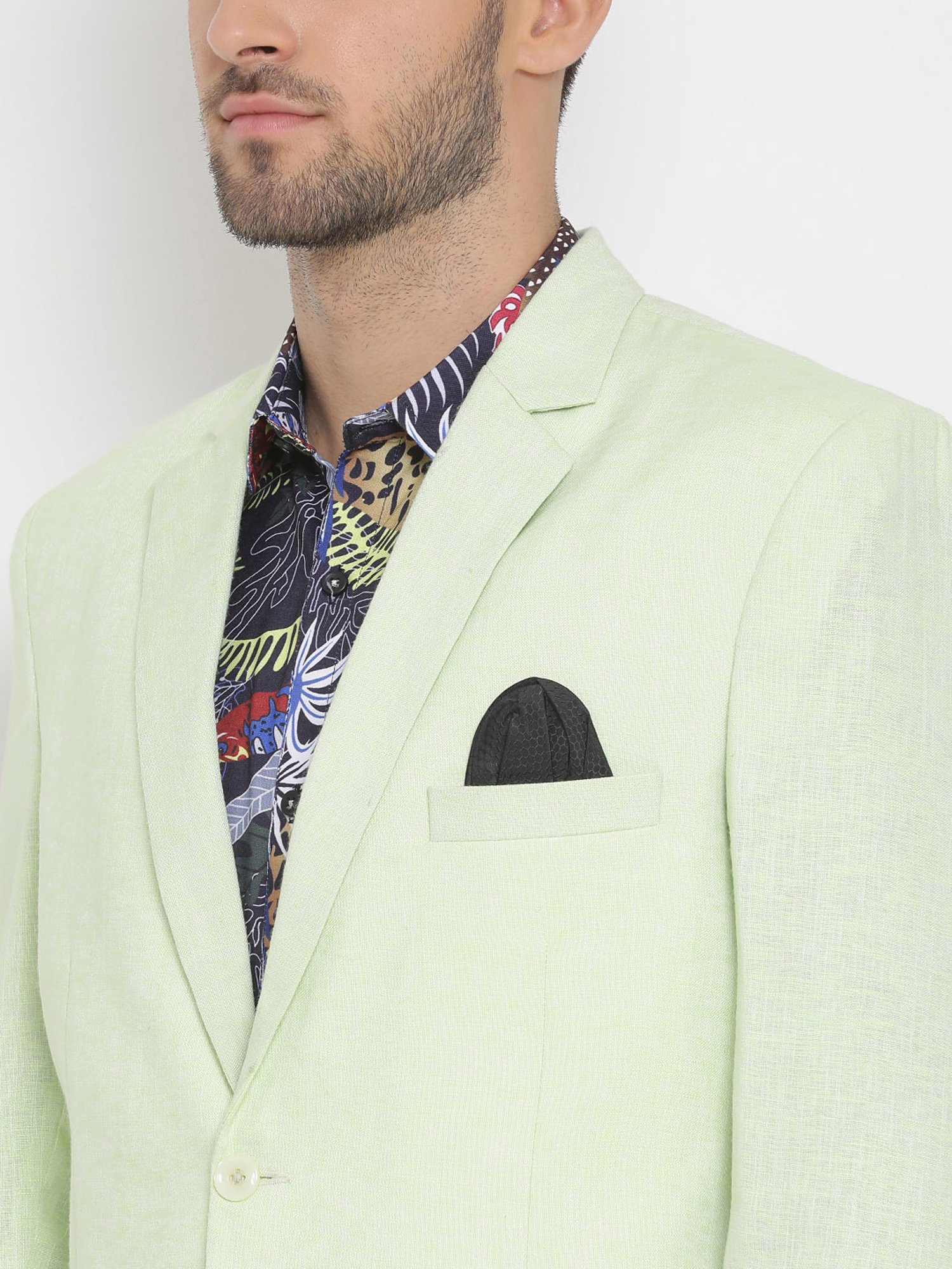 Hangup Plus Lime Green & White Regular Fit Three Piece Suit