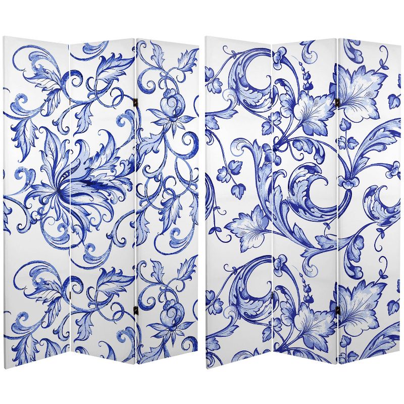 6" Double Sided Filigree Canvas Room Divider Blue - Oriental Furniture
