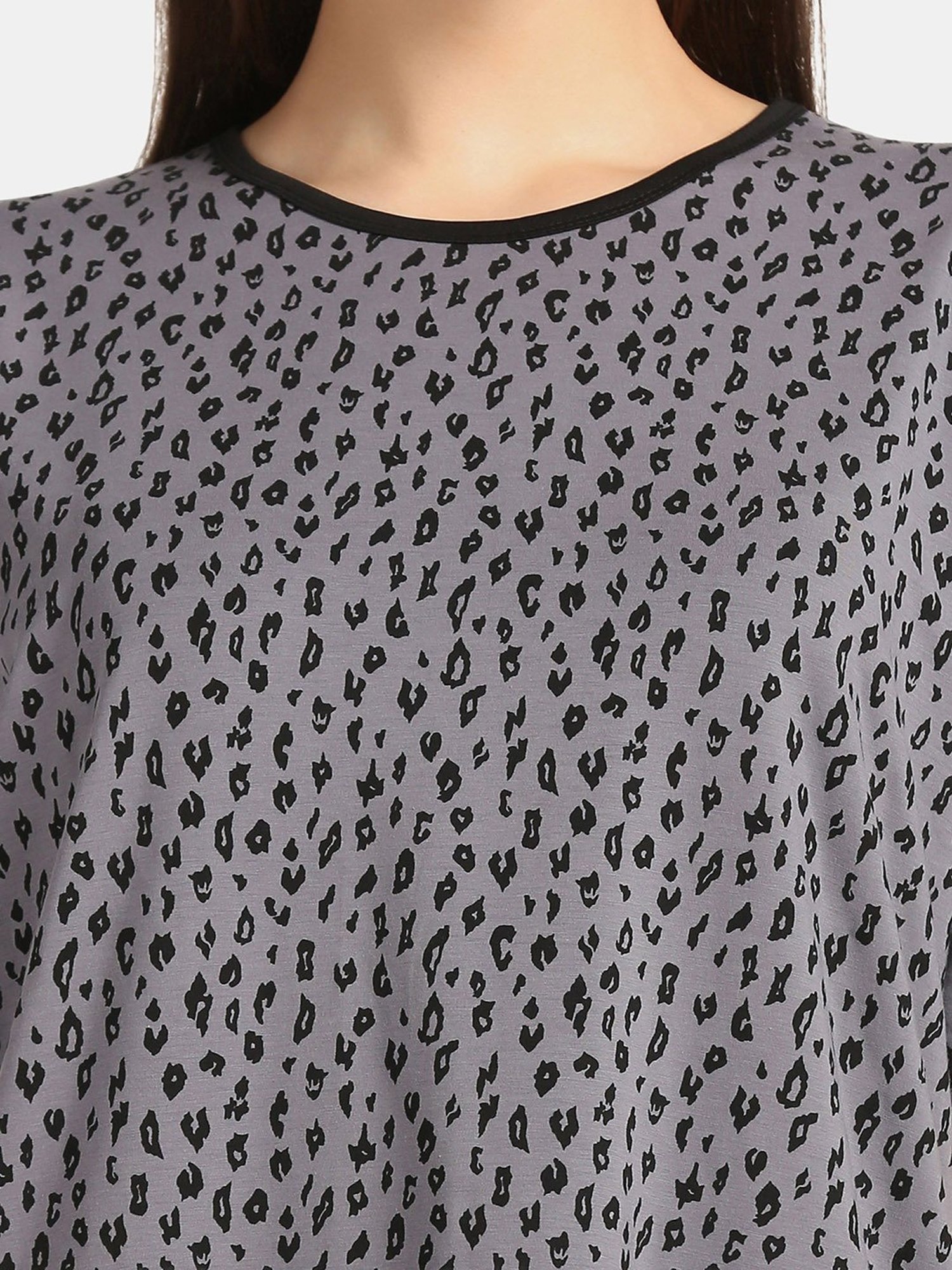 Da Intimo Grey Printed Night T-Shirt Dress