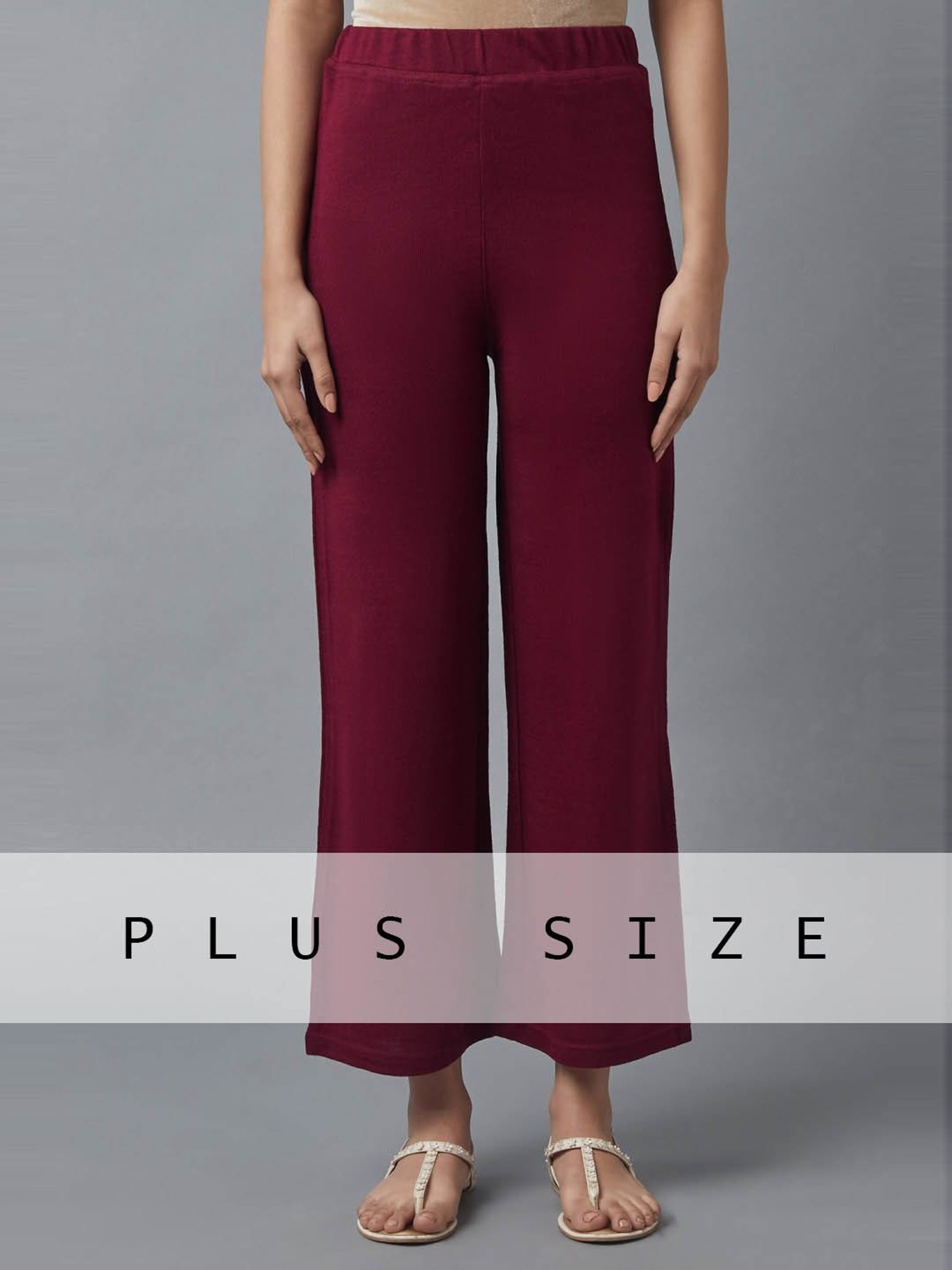 Elleven Maroon Plain Palazzos