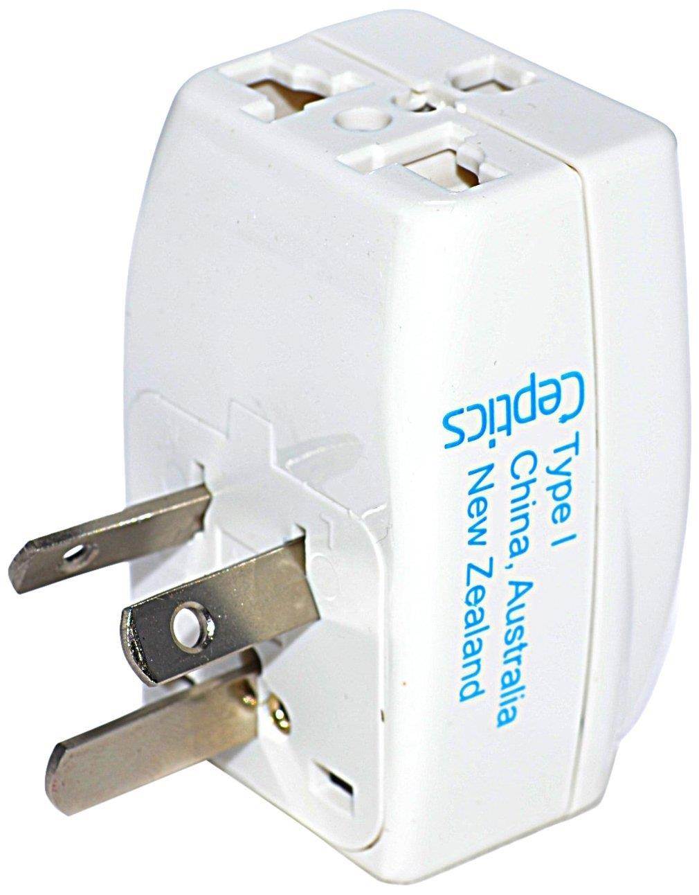 Ceptics Type I 3 Outlet Travel Adapter Plug for Australia and New Zealand