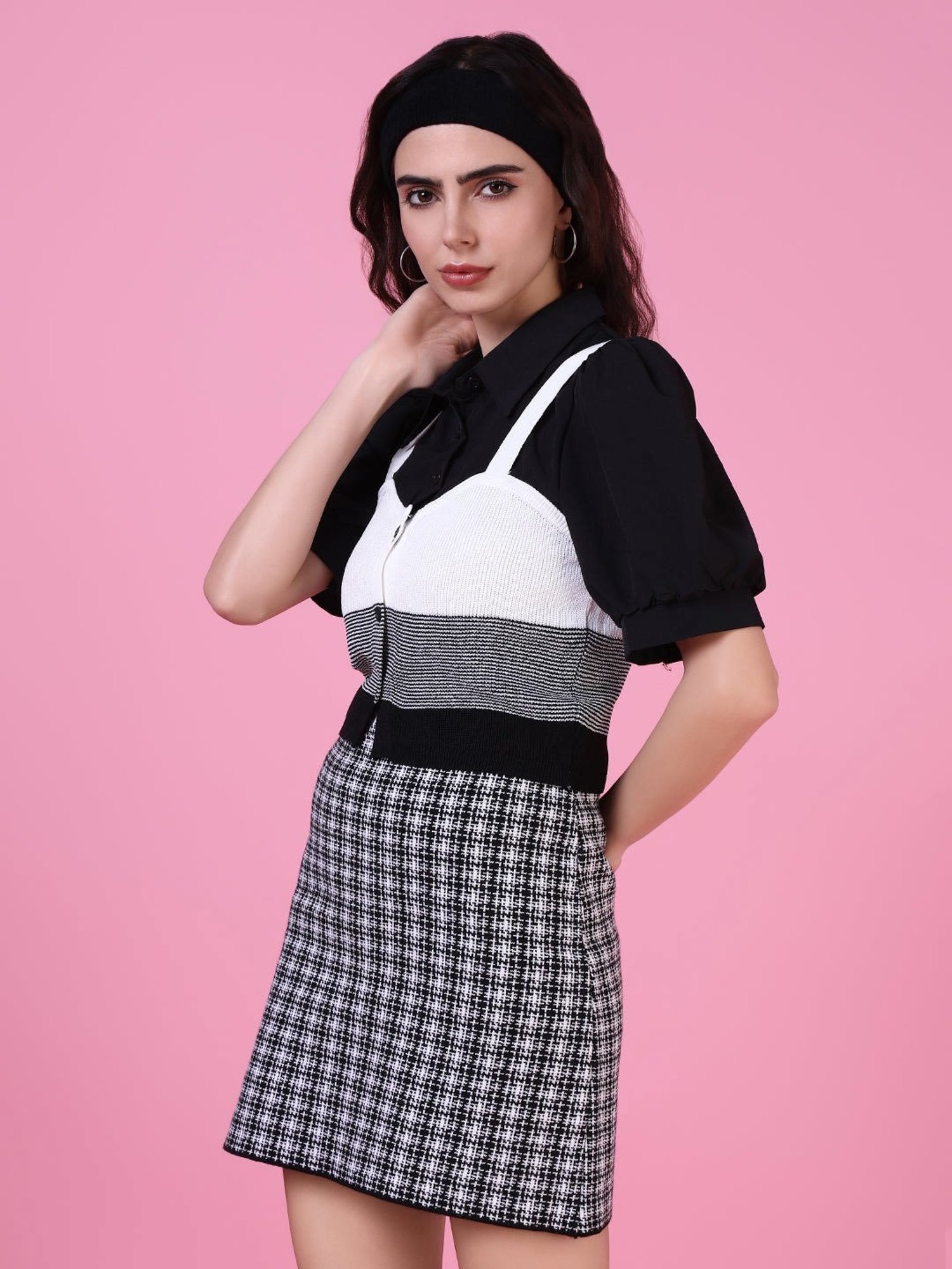 SHOWOFF Black & White Striped Top