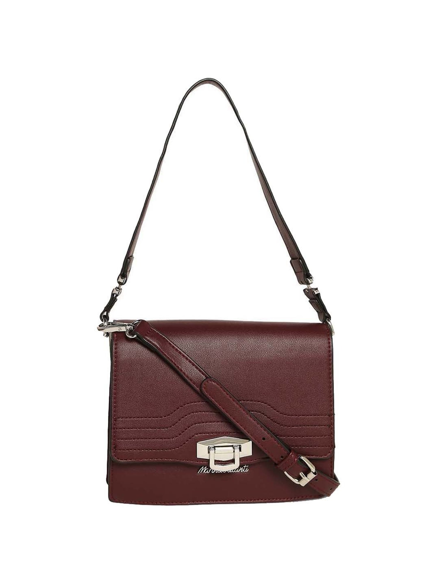 Marina Galanti Maroon Textured Medium Sling Handbag