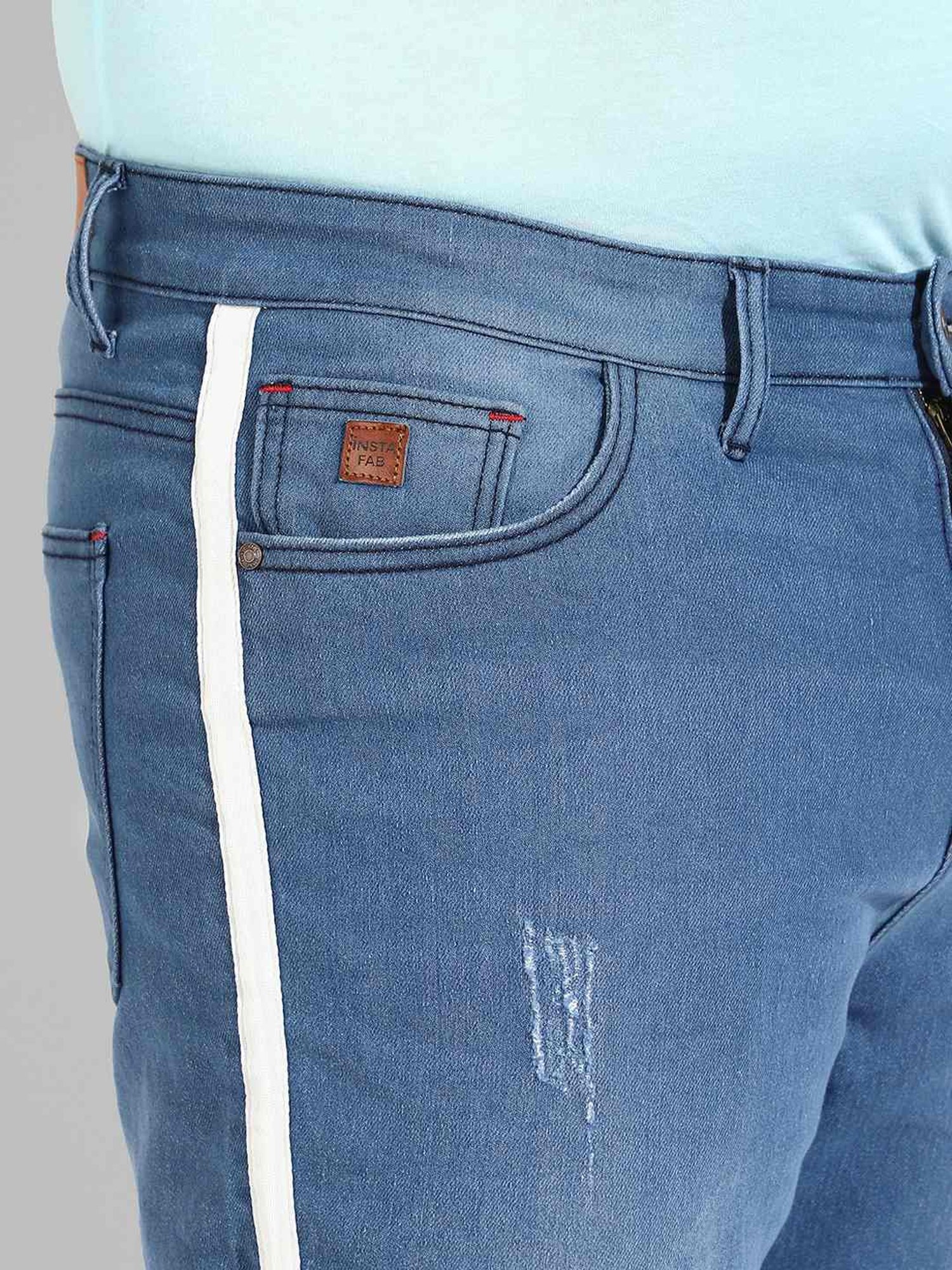 Instafab Plus Blue Regular fit Distressed Plus Size Denim Shorts