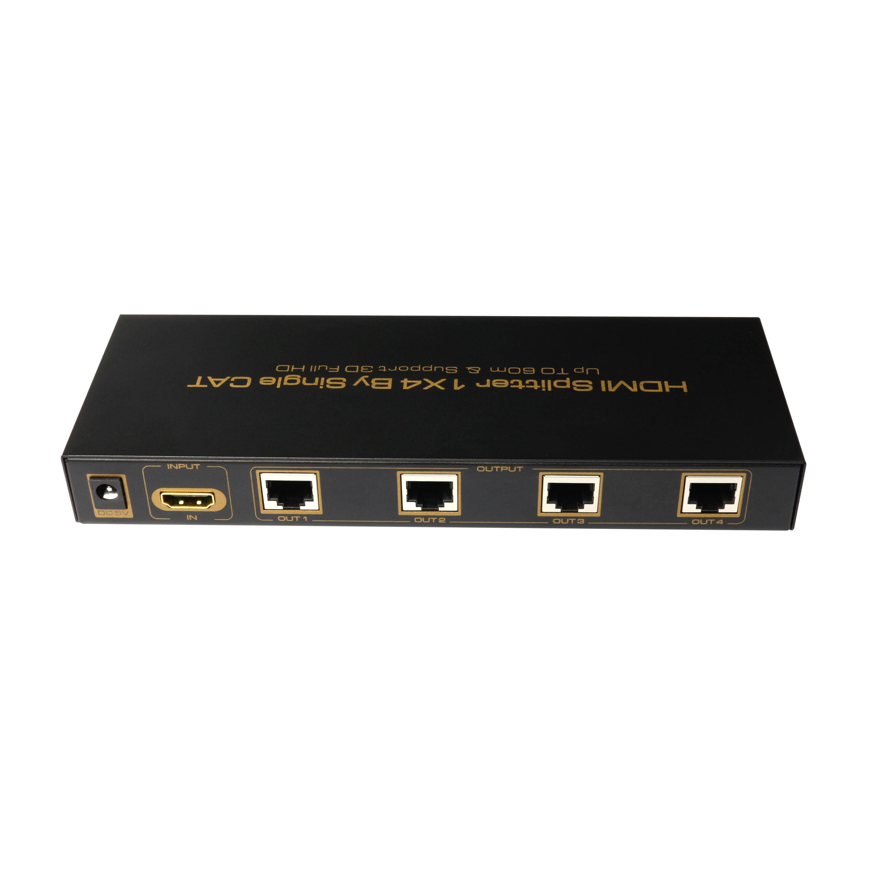 1x4 4 Port HDMI Extender Splitter HDMI Signal Distribution Amplifier  HDMI 1x4 splitter (1 minute 4 cable extender)